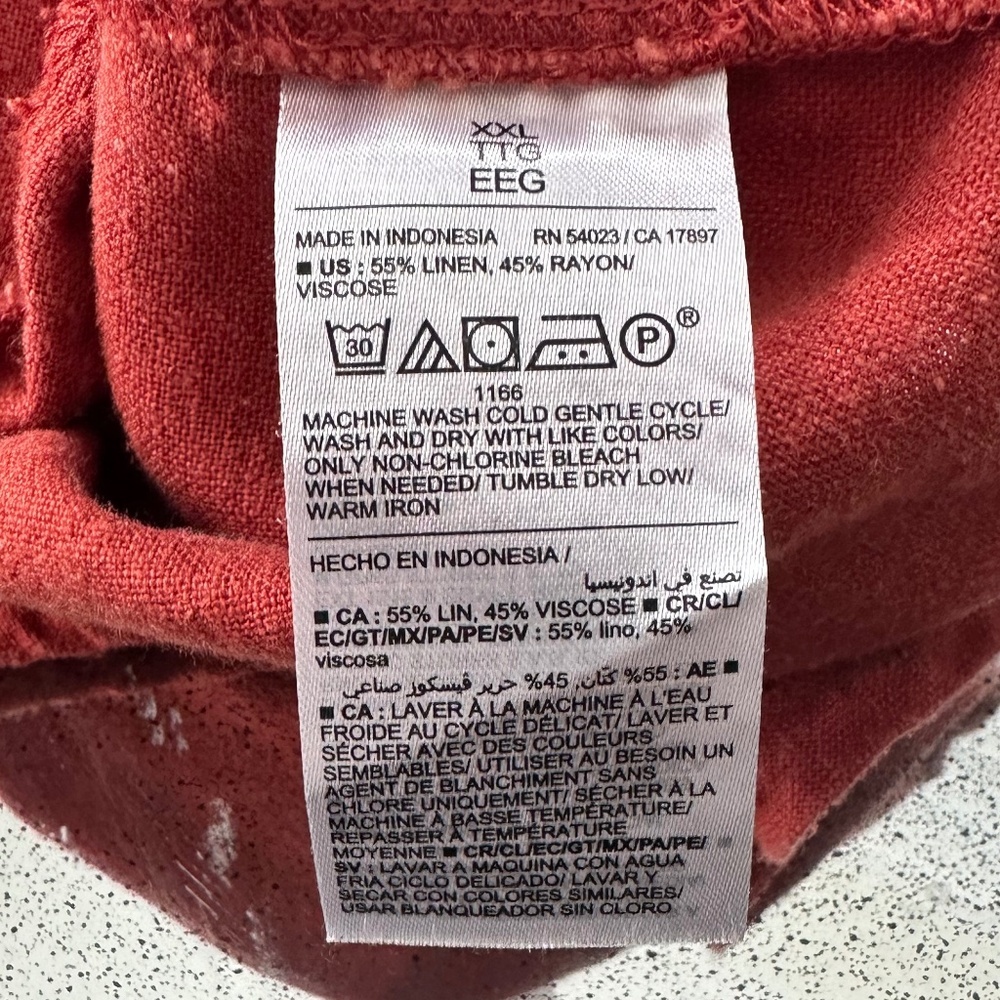 OLD NAVY - Burnt Red Linen Blend Short Sleeved Shirt Dress / Tunic - Picture 10 of 12